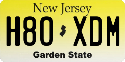 NJ license plate H80XDM