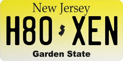 NJ license plate H80XEN