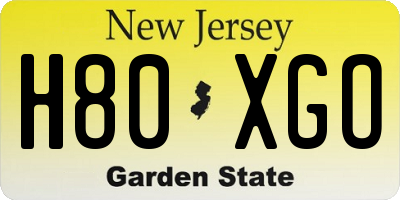 NJ license plate H80XGO