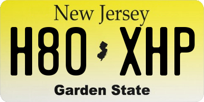 NJ license plate H80XHP