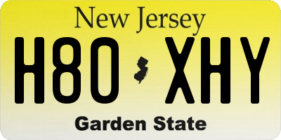 NJ license plate H80XHY