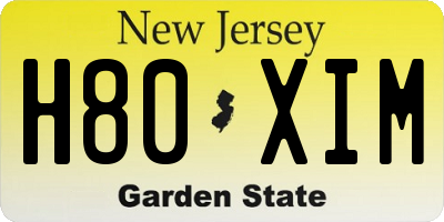 NJ license plate H80XIM