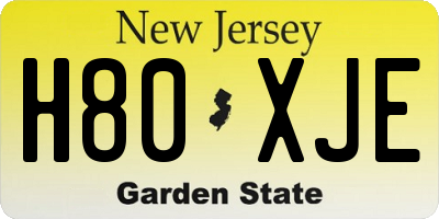 NJ license plate H80XJE