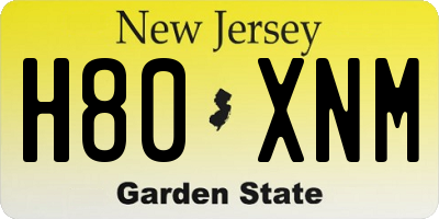 NJ license plate H80XNM
