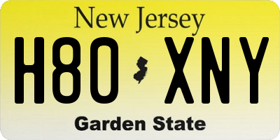 NJ license plate H80XNY