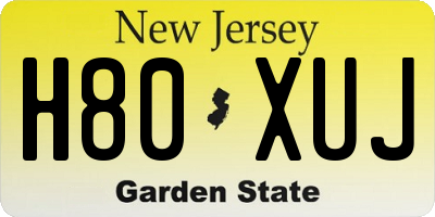 NJ license plate H80XUJ