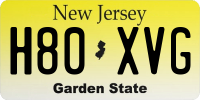 NJ license plate H80XVG
