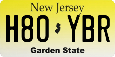 NJ license plate H80YBR