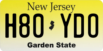 NJ license plate H80YDO
