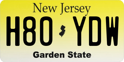 NJ license plate H80YDW