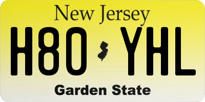 NJ license plate H80YHL