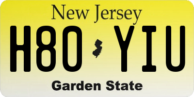 NJ license plate H80YIU