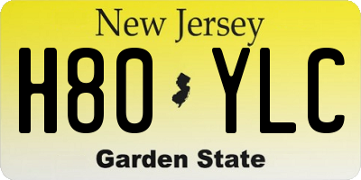 NJ license plate H80YLC