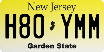 NJ license plate H80YMM