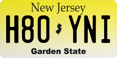 NJ license plate H80YNI