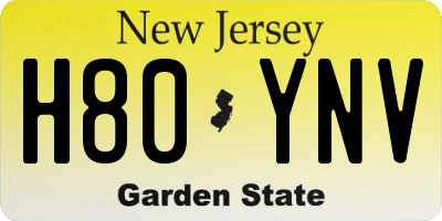 NJ license plate H80YNV