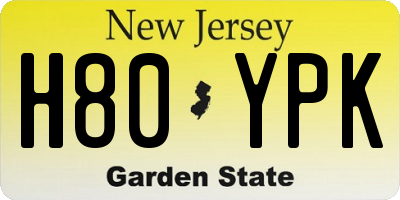NJ license plate H80YPK