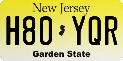 NJ license plate H80YQR