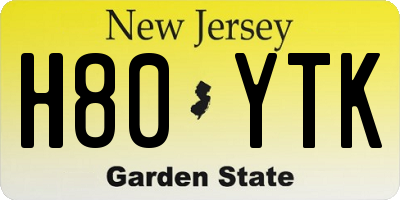 NJ license plate H80YTK