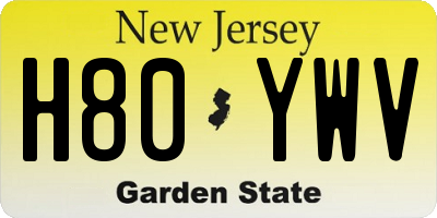 NJ license plate H80YWV