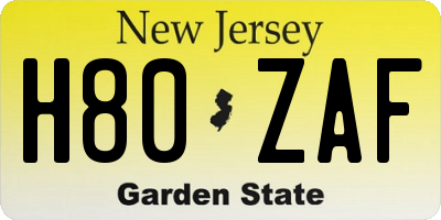 NJ license plate H80ZAF