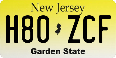 NJ license plate H80ZCF