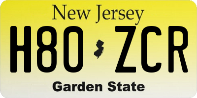 NJ license plate H80ZCR