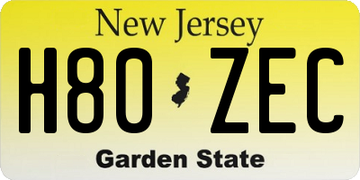 NJ license plate H80ZEC