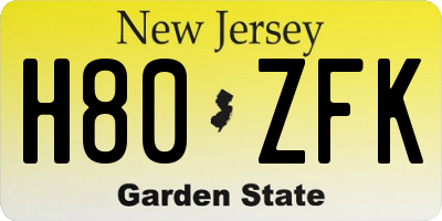 NJ license plate H80ZFK