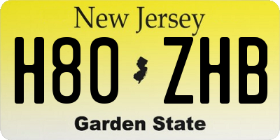 NJ license plate H80ZHB