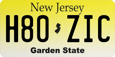 NJ license plate H80ZIC