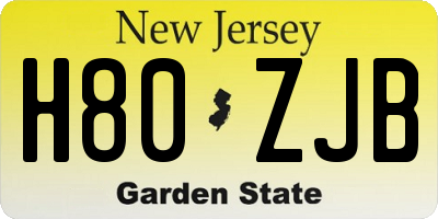 NJ license plate H80ZJB