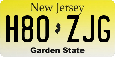 NJ license plate H80ZJG