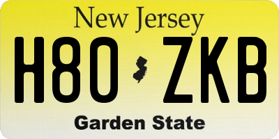NJ license plate H80ZKB