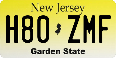 NJ license plate H80ZMF