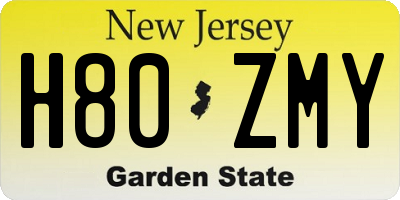 NJ license plate H80ZMY