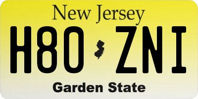 NJ license plate H80ZNI