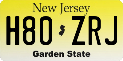 NJ license plate H80ZRJ