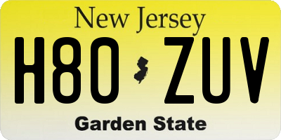 NJ license plate H80ZUV