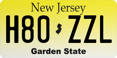 NJ license plate H80ZZL