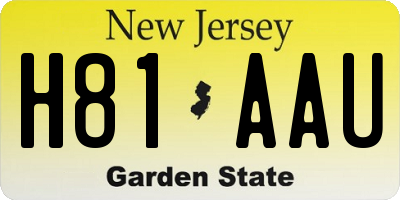 NJ license plate H81AAU