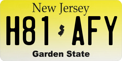 NJ license plate H81AFY