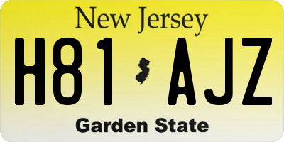 NJ license plate H81AJZ