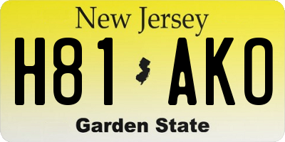 NJ license plate H81AKO