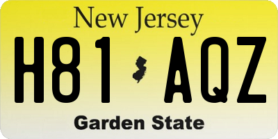 NJ license plate H81AQZ