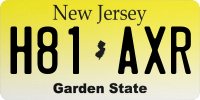 NJ license plate H81AXR