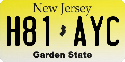 NJ license plate H81AYC