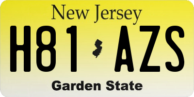 NJ license plate H81AZS