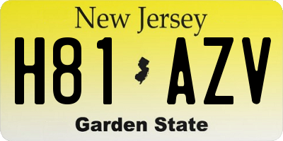 NJ license plate H81AZV
