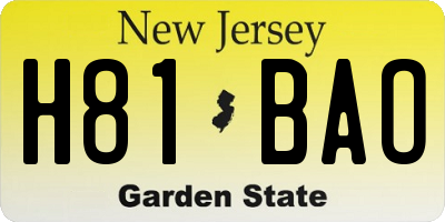 NJ license plate H81BAO